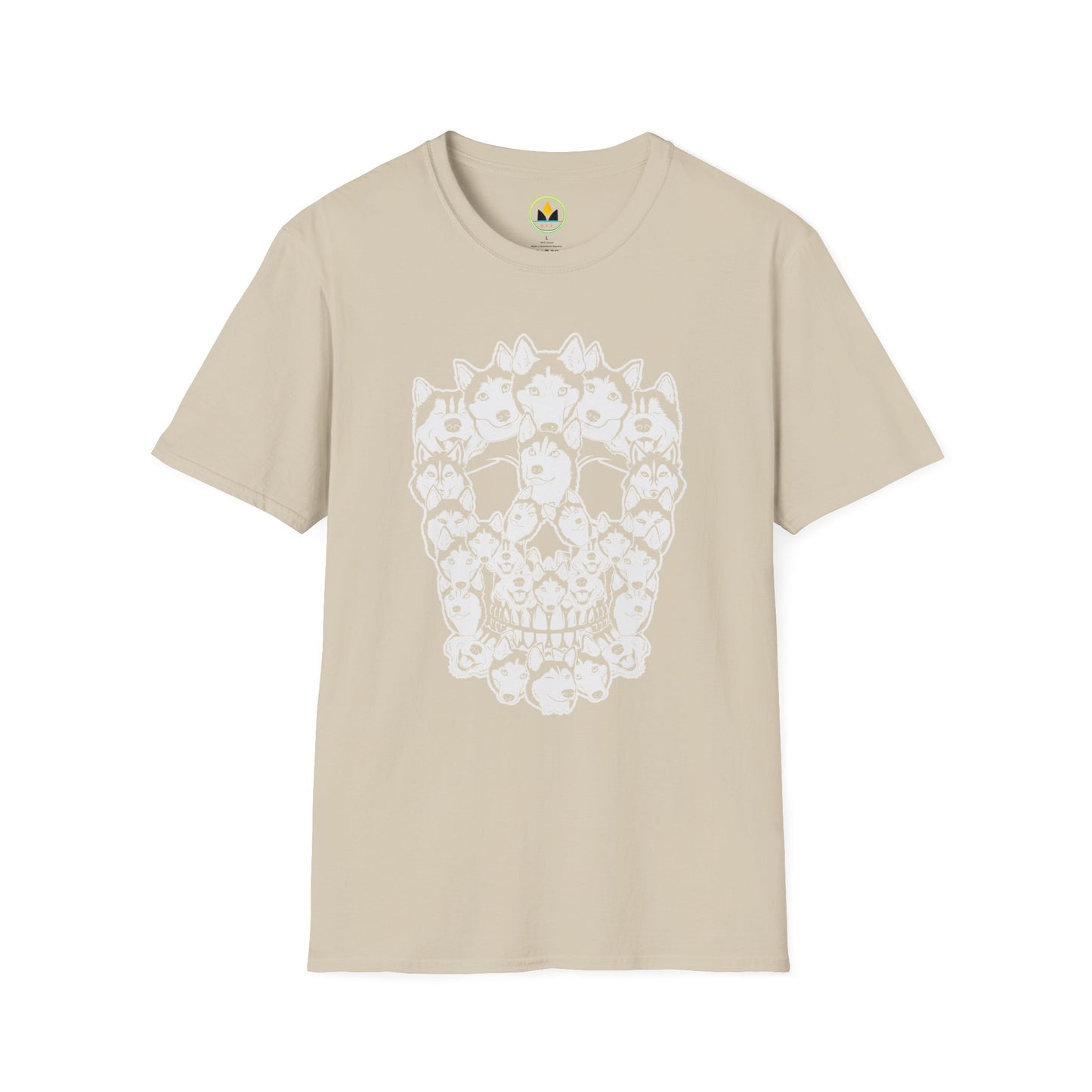 Enigmatic Husky Canine Skull Tee - Mystical Halloween Unisex Softstyle T-Shirt