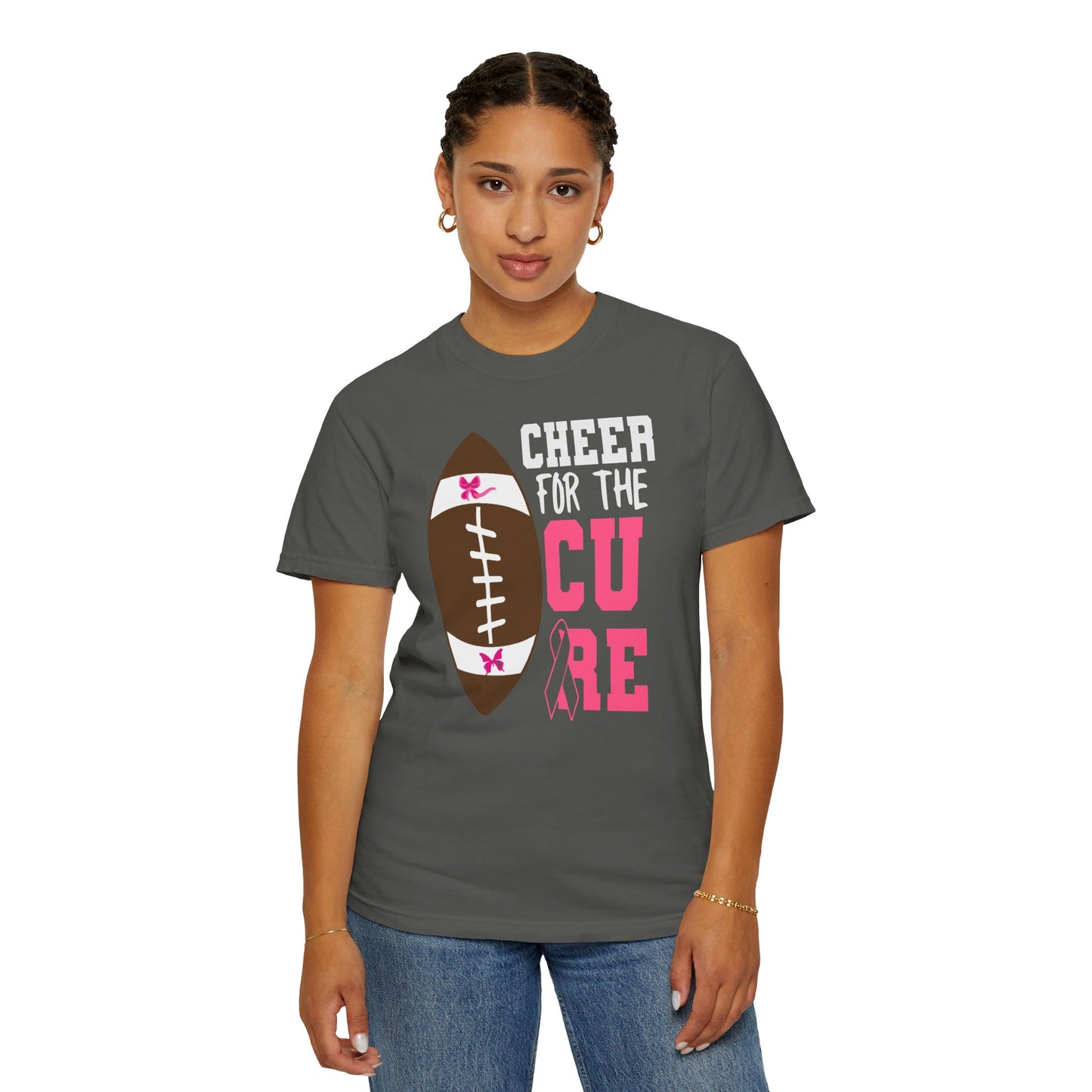Cheer for the Cure - Breast Cancer Awareness Football T-Shirt