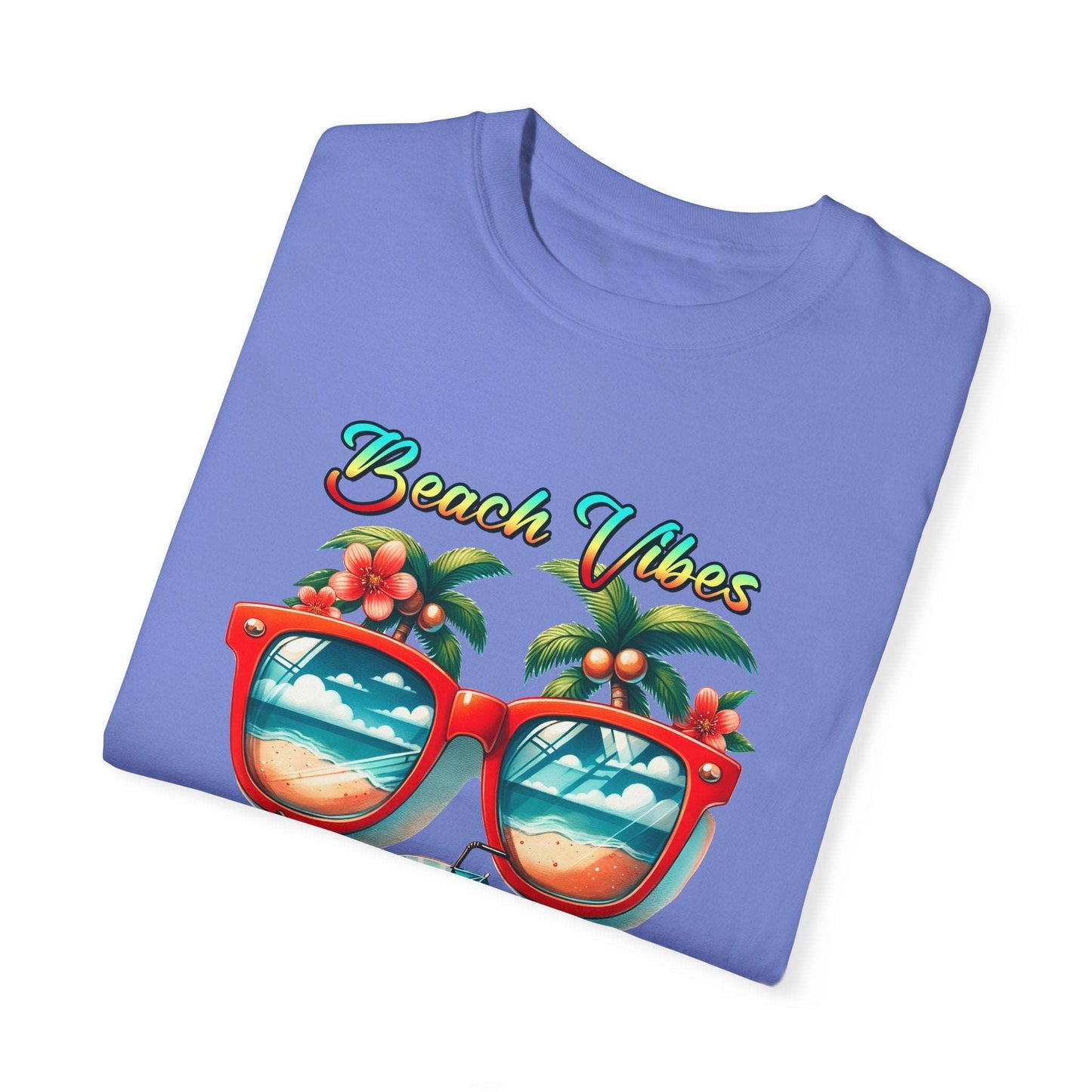 Beach Vibes Tropical T-Shirt: Summer-Ready Apparel with Unique Sunglasses & Palm Tree Design