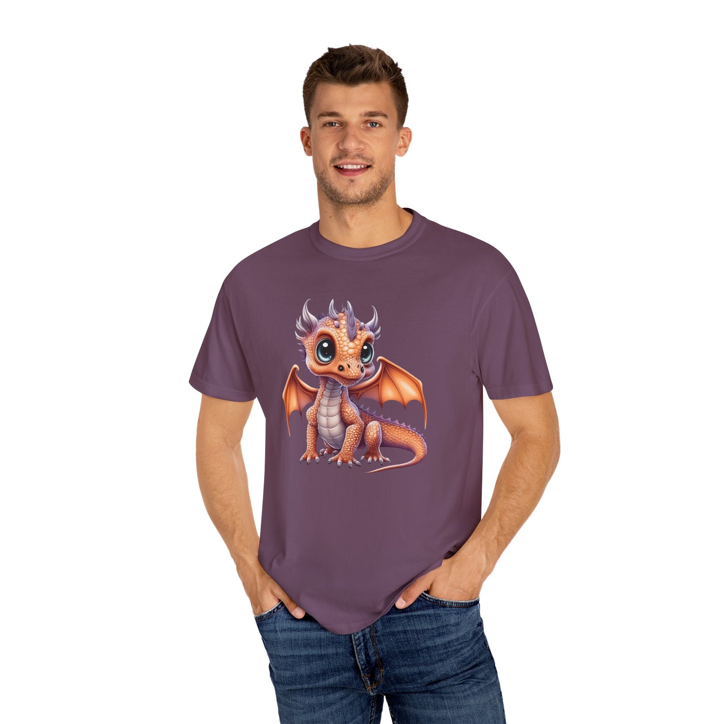 Charming Orange Dragonling T-Shirt Whimsical Fantasy Creature Tee Adorable Dragon Lover Shirt