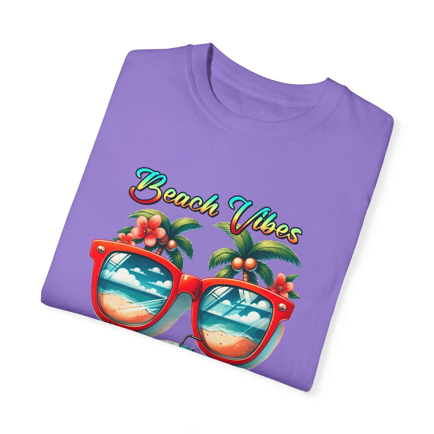 Beach Vibes Tropical T-Shirt: Summer-Ready Apparel with Unique Sunglasses & Palm Tree Design