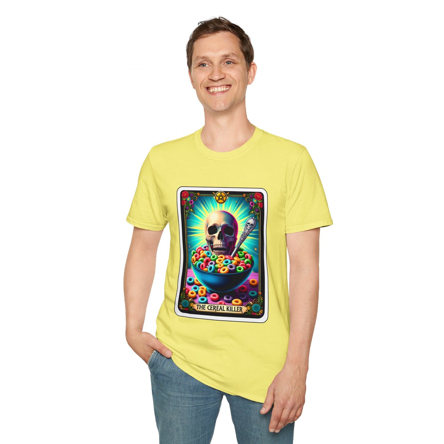 Tarot-Inspired Cereal Killer Halloween Tee - Unique Spooky Design