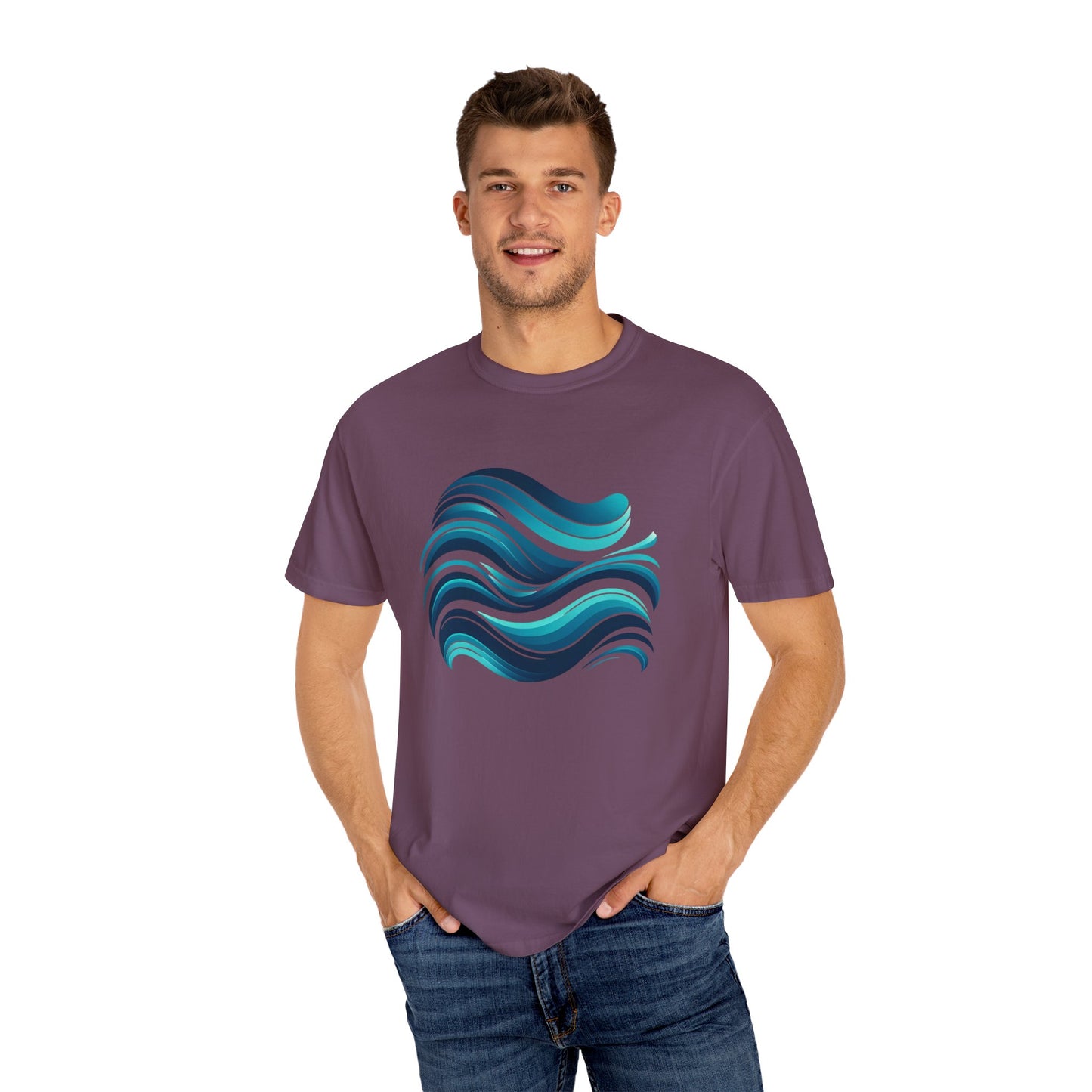 Abstract Ocean Wave T-Shirt Modern Aqua Design Artistic Sea Wave