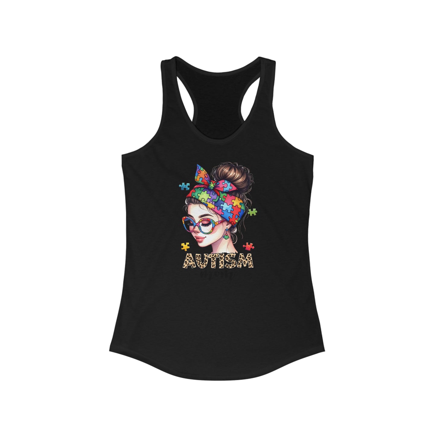 Autism Mom - Women’s Tank Top with Colorful Puzzle Piece Design