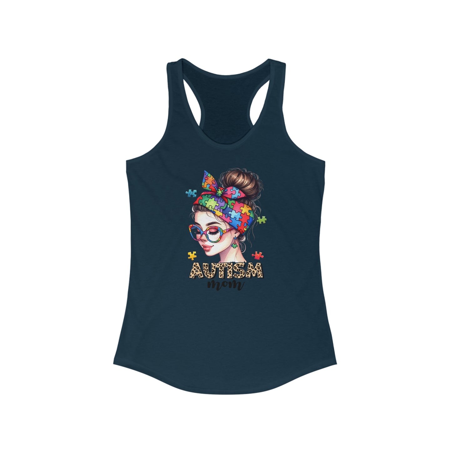 Autism Mom - Women’s Tank Top with Colorful Puzzle Piece Design