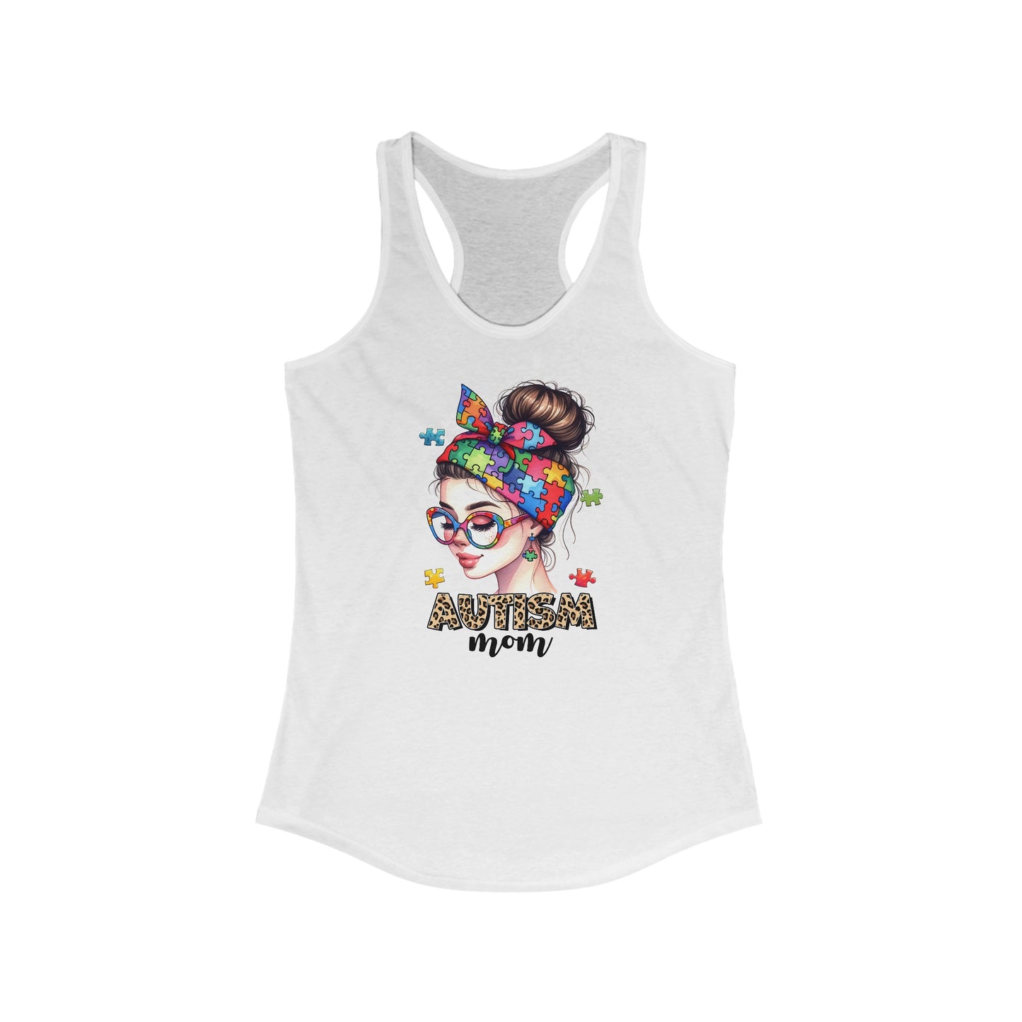 Autism Mom - Women’s Tank Top with Colorful Puzzle Piece Design