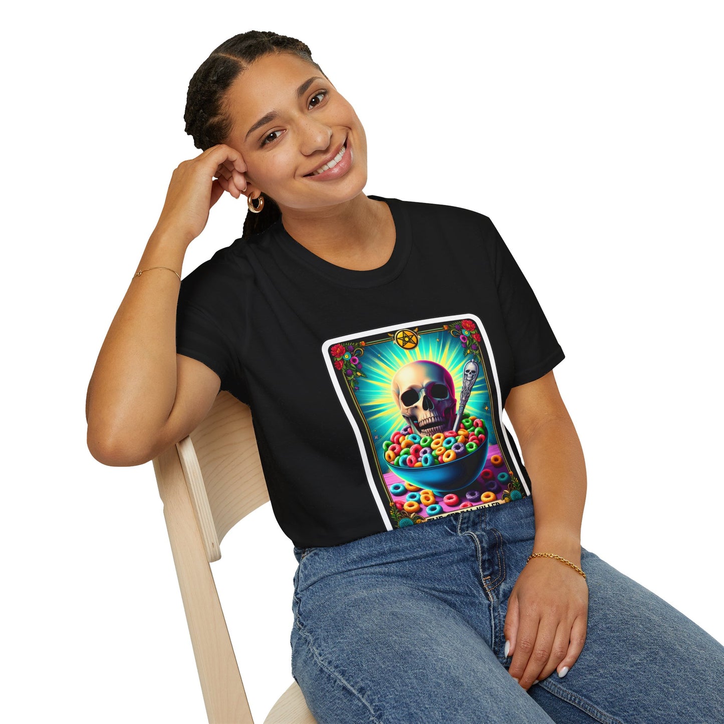Tarot-Inspired Cereal Killer Halloween Tee - Unique Spooky Design