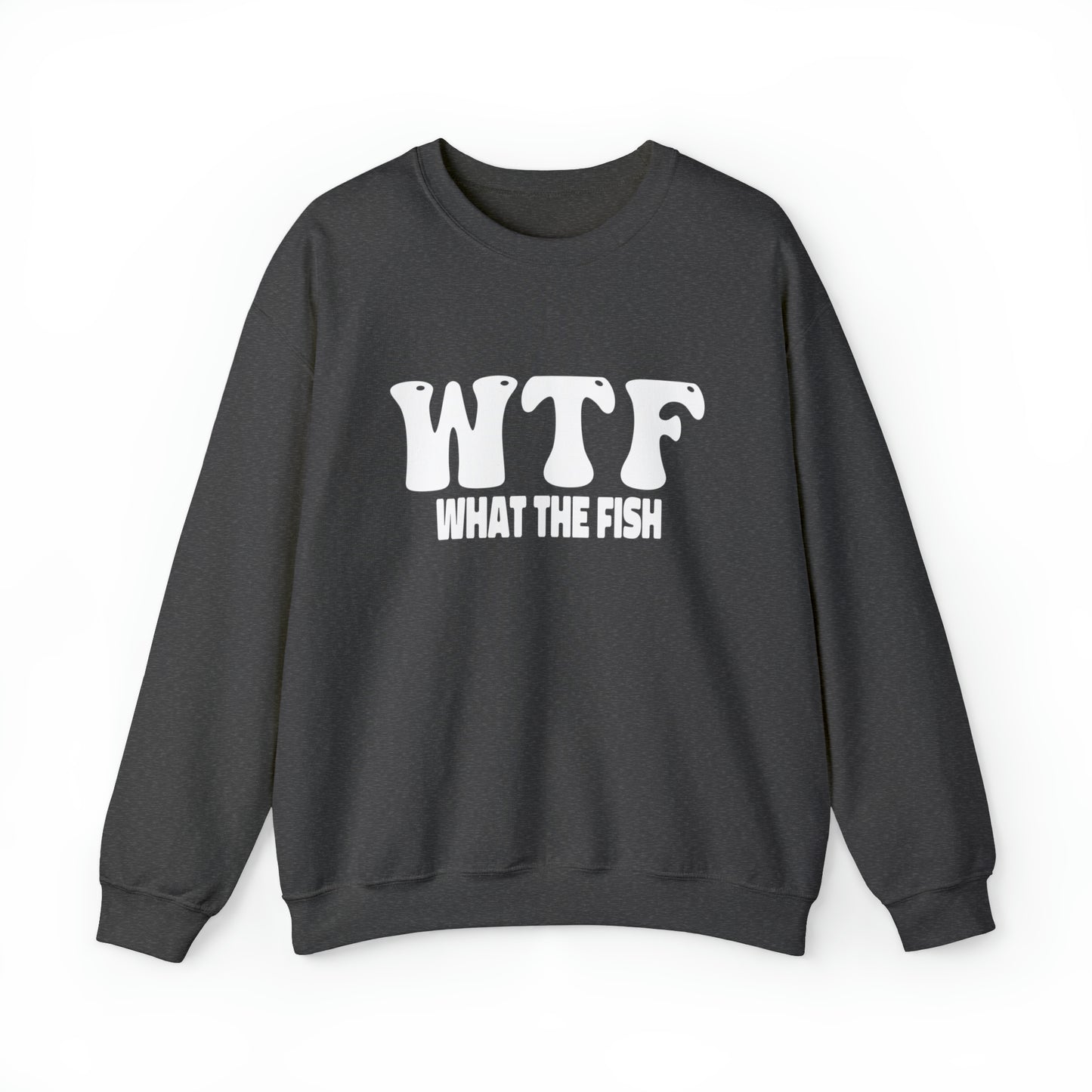 W.T.F. What The Fish unisex Crewneck Sweatshirt, Women's mens Sweater, Casual, Funny, Humor, Sweatshirt