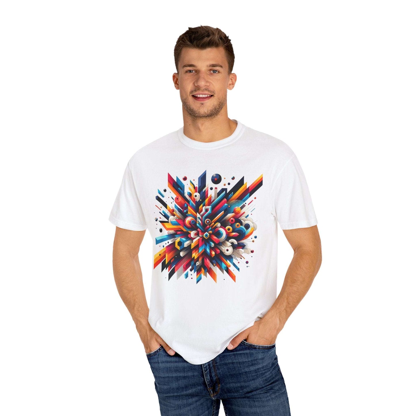 Abstract Geometric Explosion T-Shirt & Hoodie - Vibrant 3D Graphic Art Apparel-min
