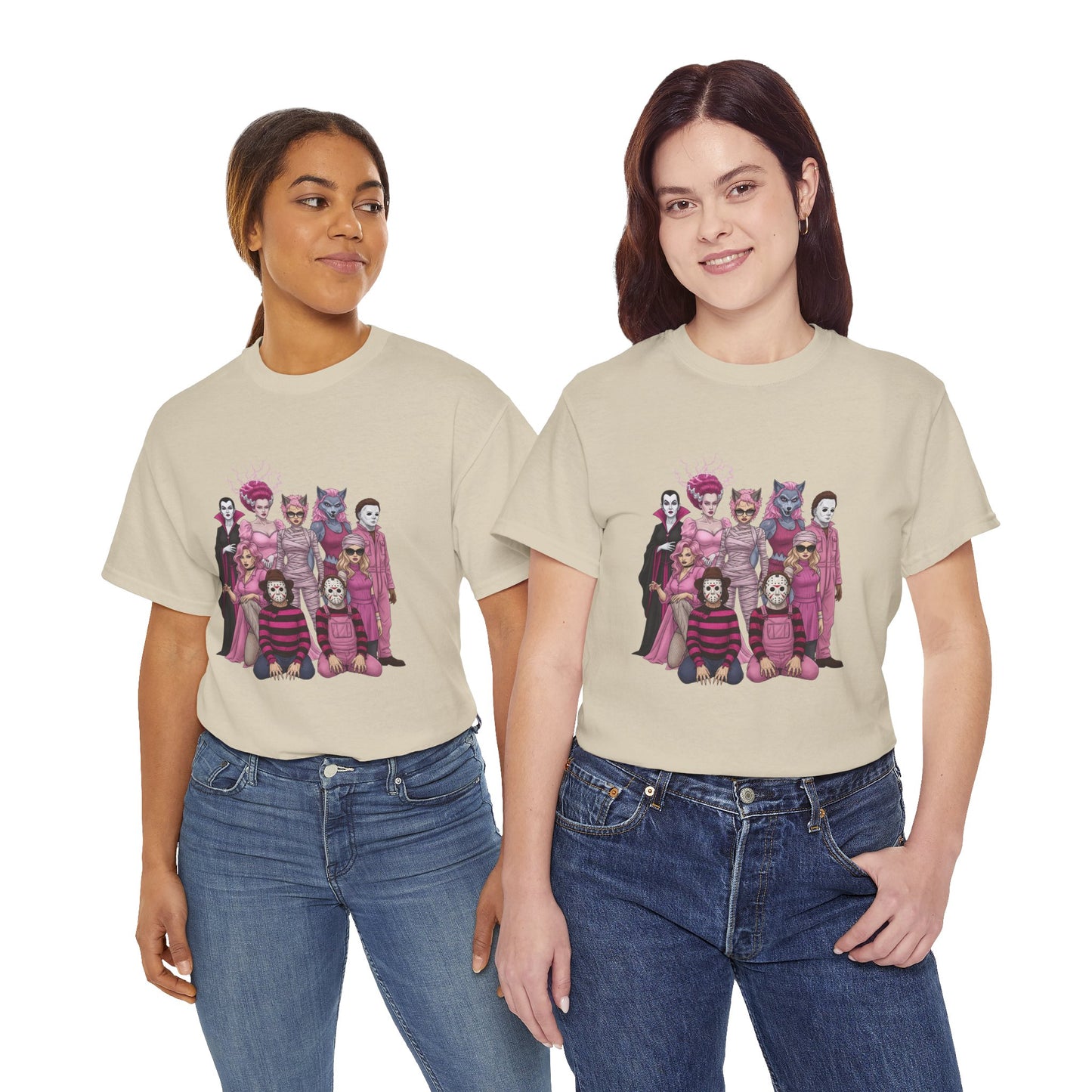 Horror Queens Fighting for a Cause Unisex Tee - Breast Cancer Awareness Month
