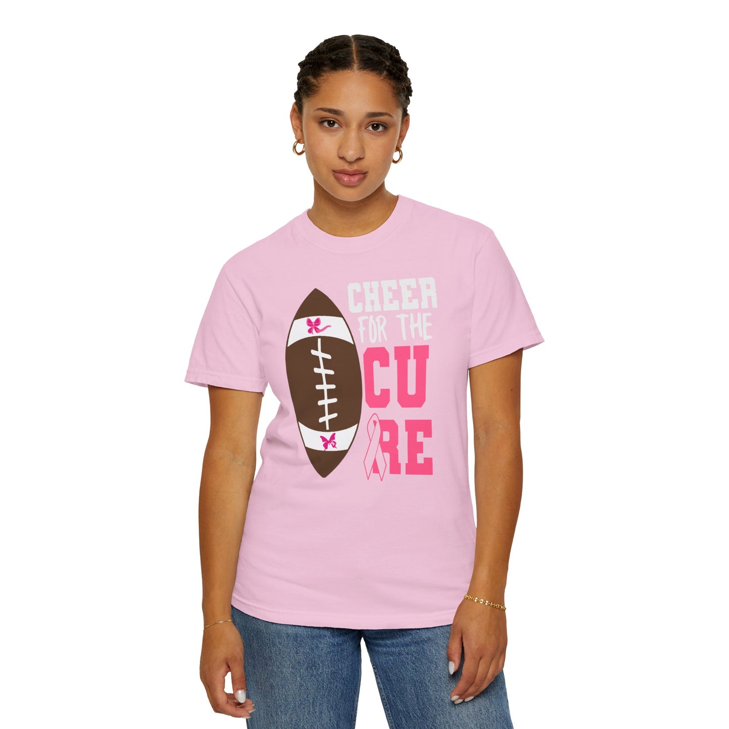 Cheer for the Cure - Breast Cancer Awareness Football T-Shirt