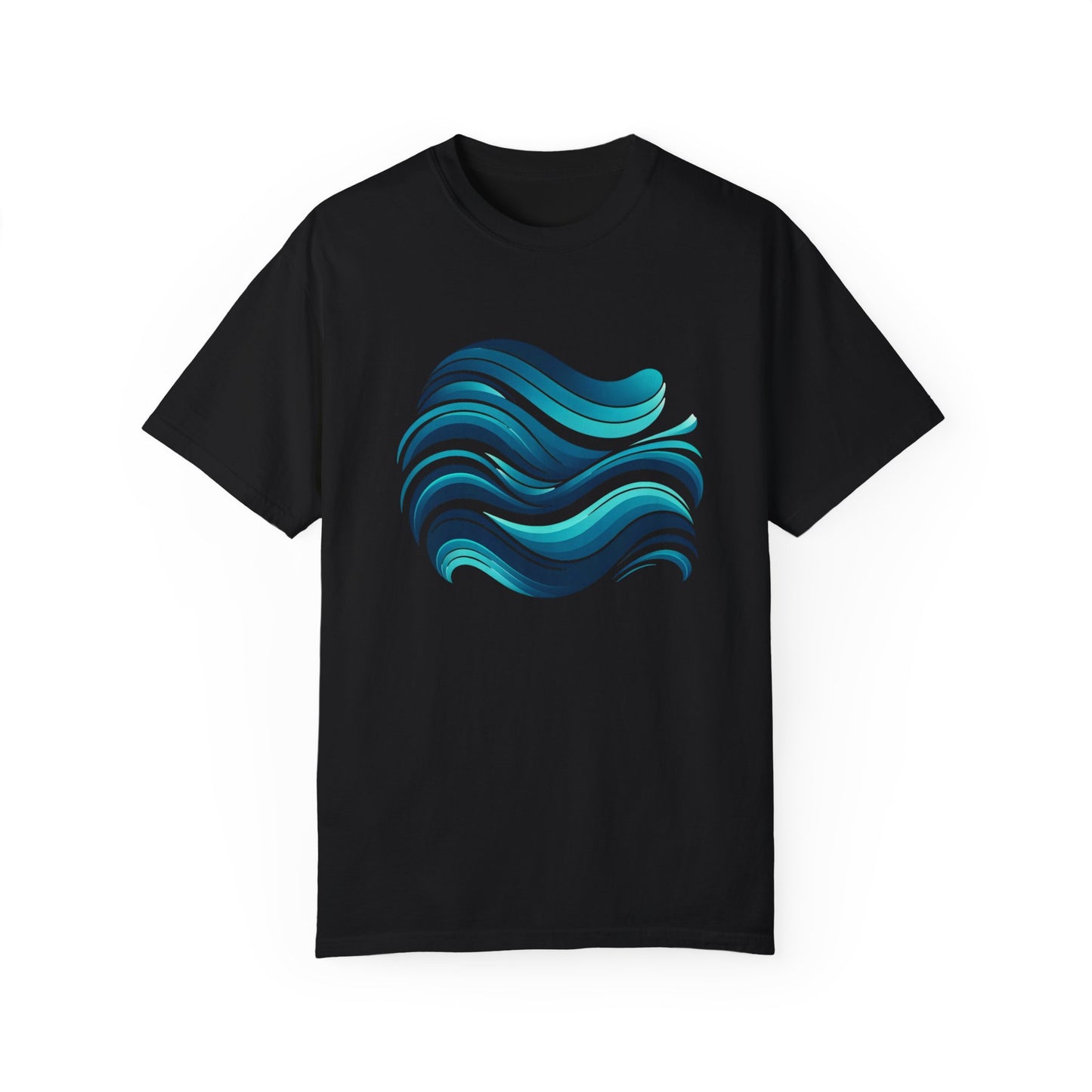 Abstract Ocean Wave T-Shirt Modern Aqua Design Artistic Sea Wave