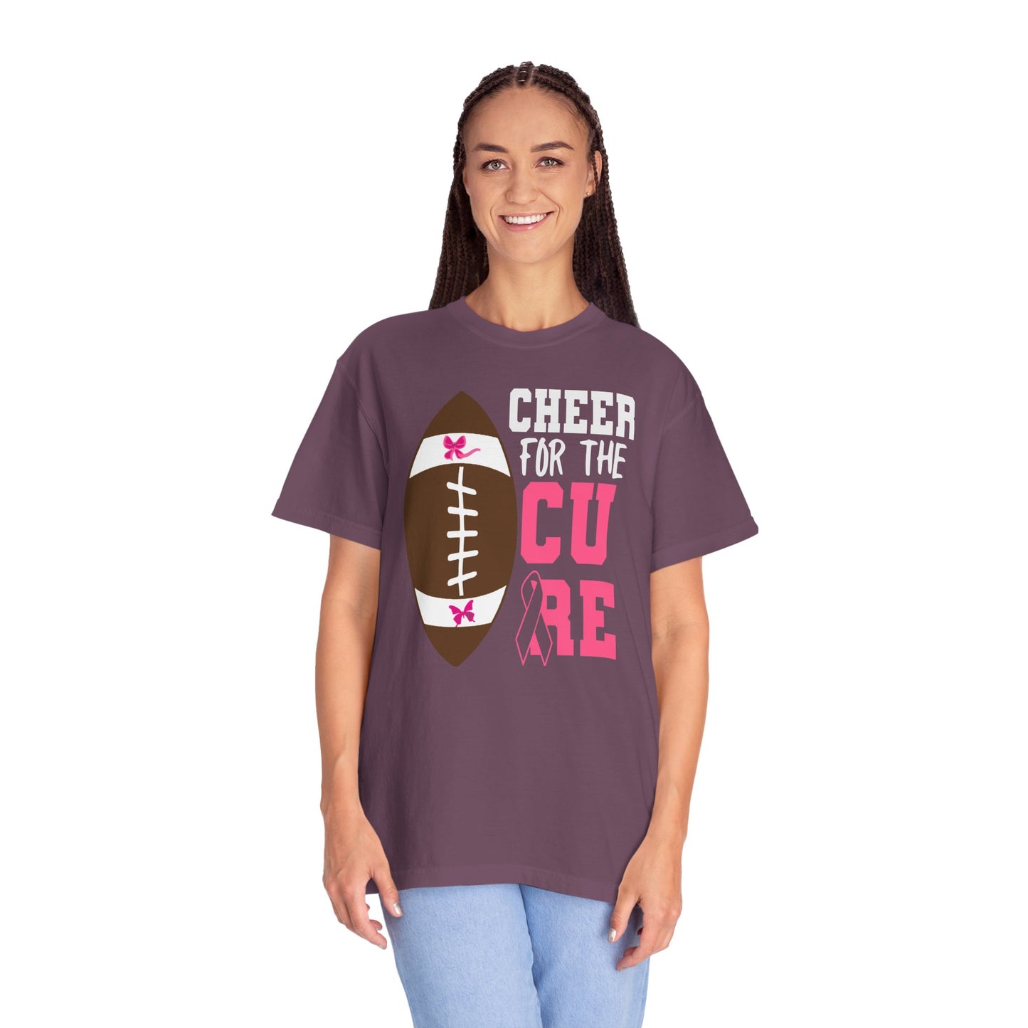 Cheer for the Cure - Breast Cancer Awareness Football T-Shirt