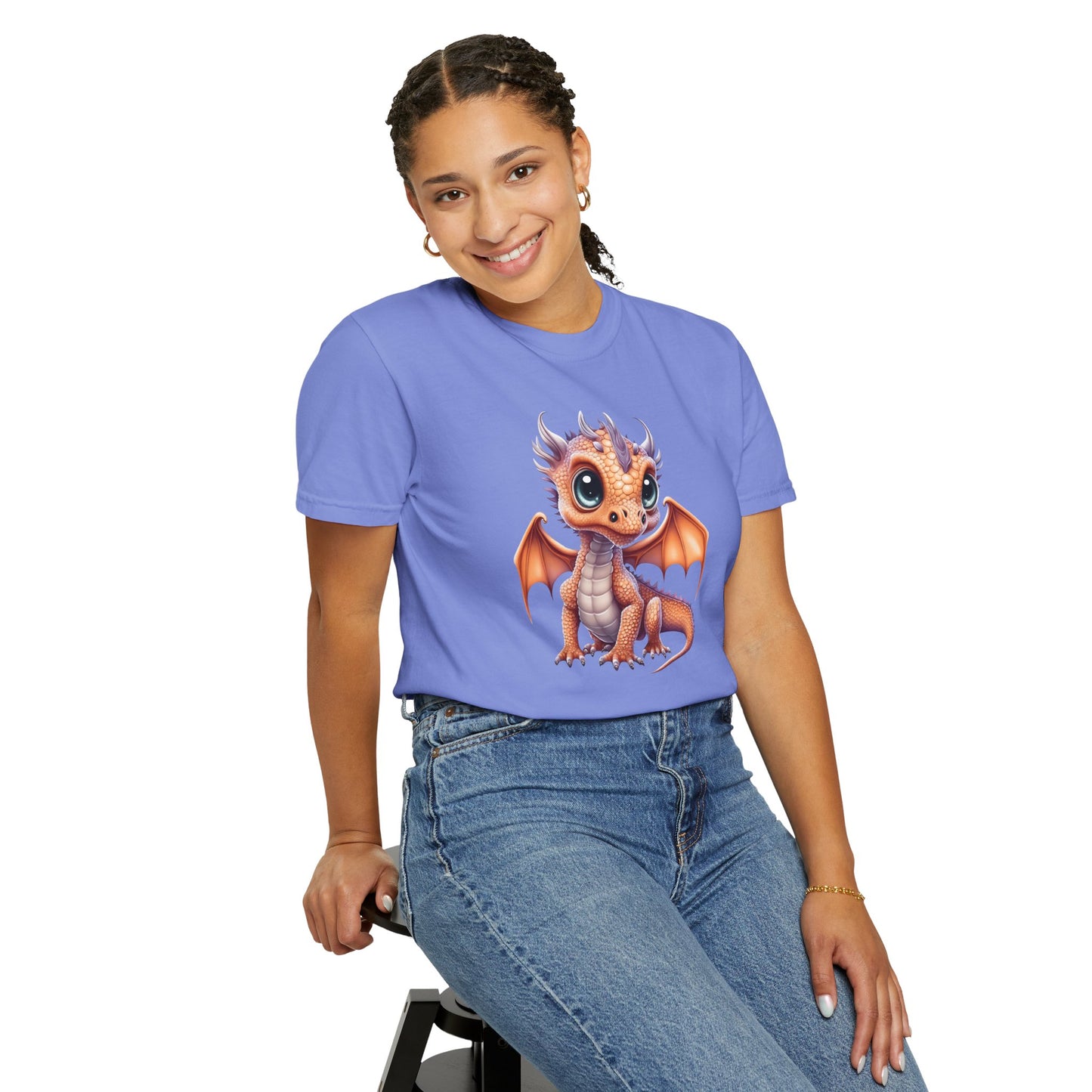 Charming Orange Dragonling T-Shirt Whimsical Fantasy Creature Tee Adorable Dragon Lover Shirt