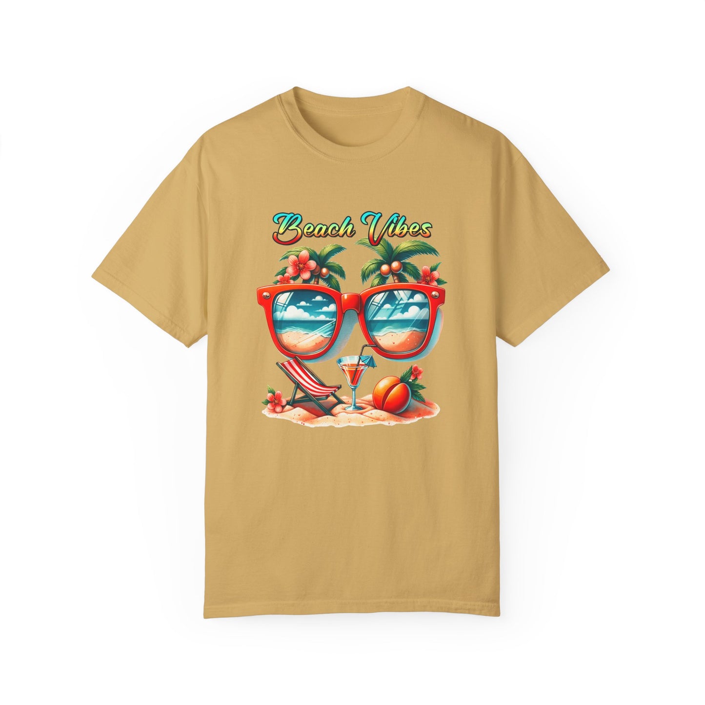 Beach Vibes Tropical T-Shirt: Summer-Ready Apparel with Unique Sunglasses & Palm Tree Design
