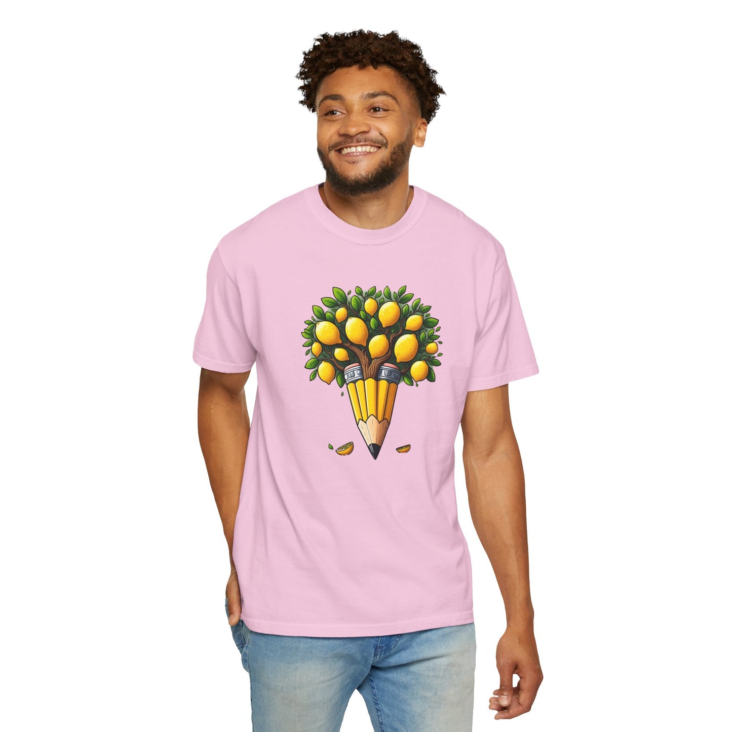 Artistic Lemon Pencil Tree T-Shirt - Unique Art & Nature Celebrating Growth and Imagination