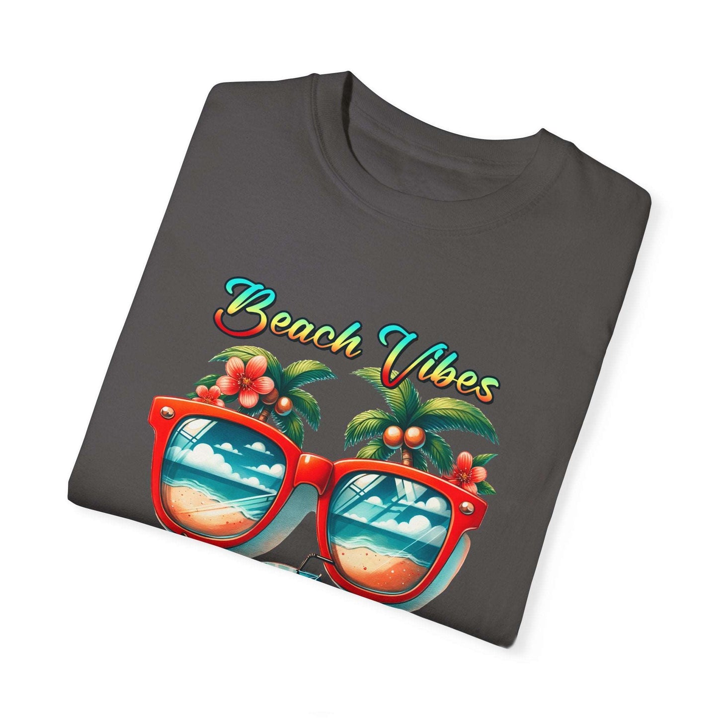 Beach Vibes Tropical T-Shirt: Summer-Ready Apparel with Unique Sunglasses & Palm Tree Design