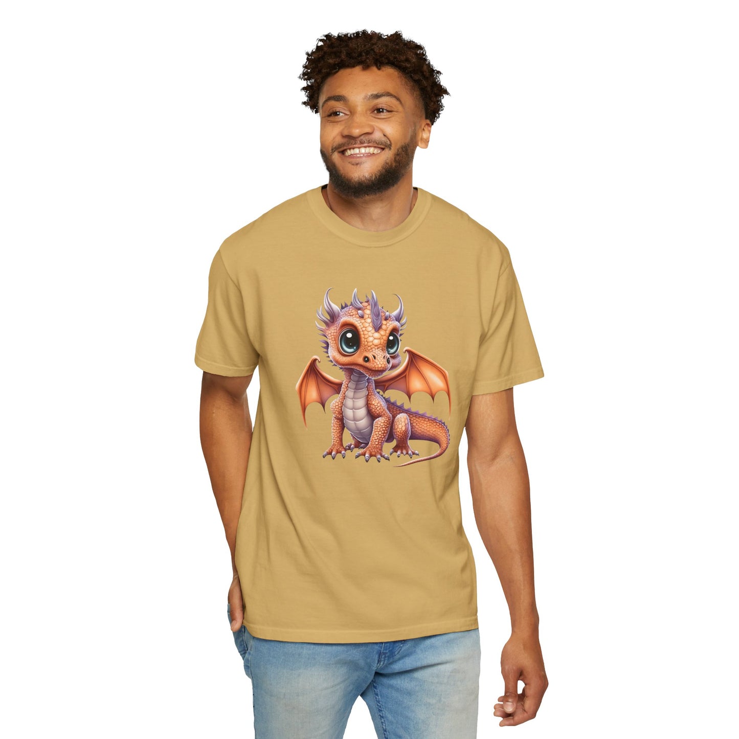 Charming Orange Dragonling T-Shirt Whimsical Fantasy Creature Tee Adorable Dragon Lover Shirt