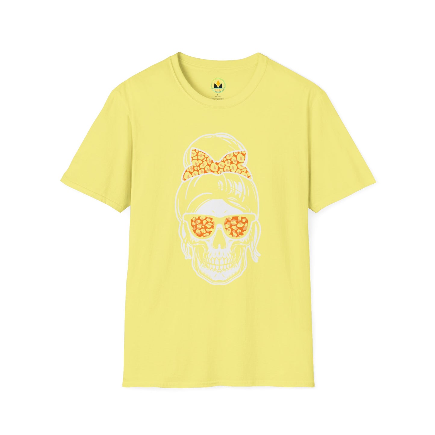 Spooky Chic Skull Tee - Leopard Print Bow & Sunglasses - Halloween Fashion Statement