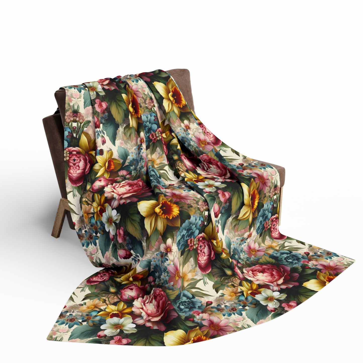 Vintage Floral Arctic Fleece Blanket - Cozy Comfort with a Touch of Elegance