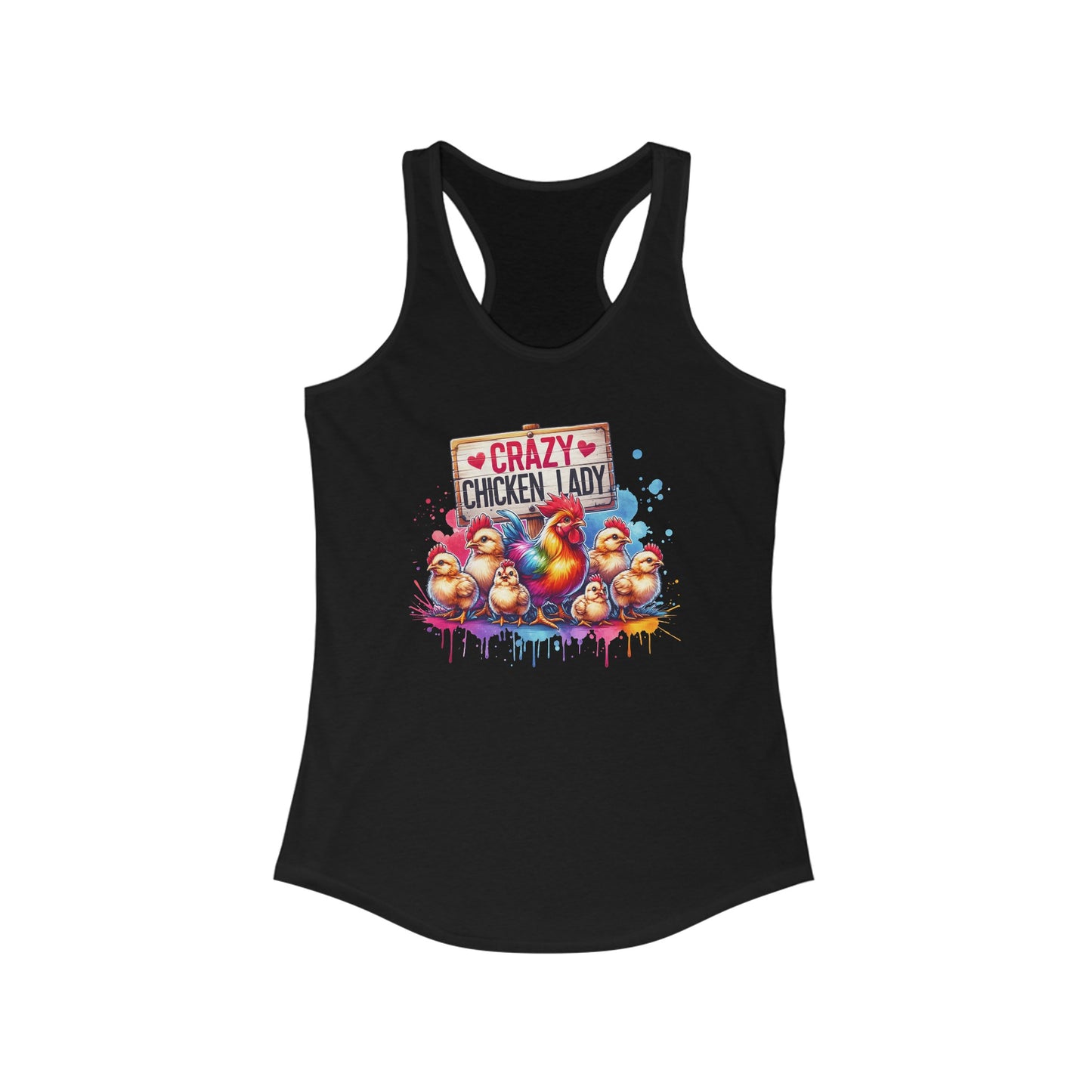 Whimsical ‘Crazy Chicken Lady’ Illustrated Tank Top – Perfect for Poultry Enthusiasts