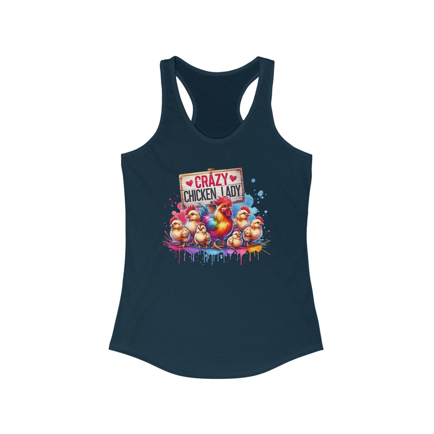 Whimsical ‘Crazy Chicken Lady’ Illustrated Tank Top – Perfect for Poultry Enthusiasts