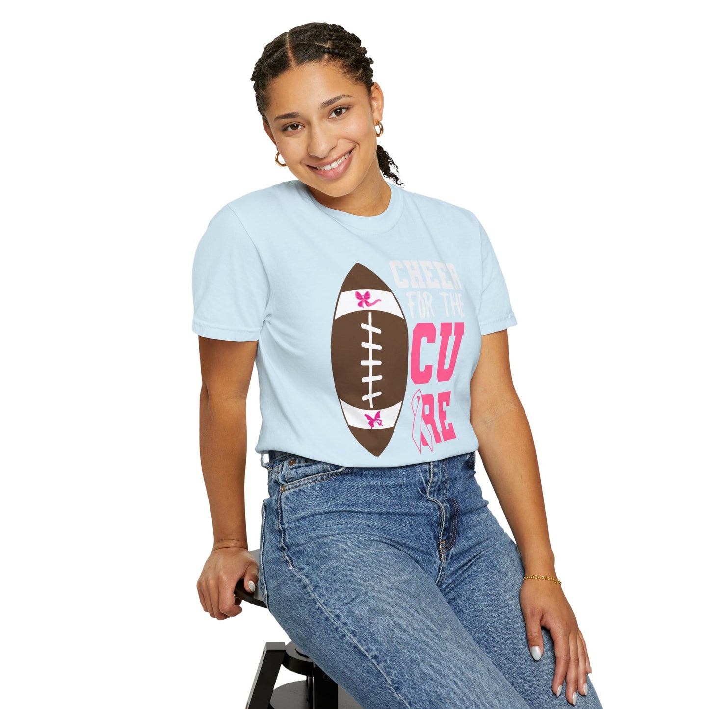 Cheer for the Cure - Breast Cancer Awareness Football T-Shirt