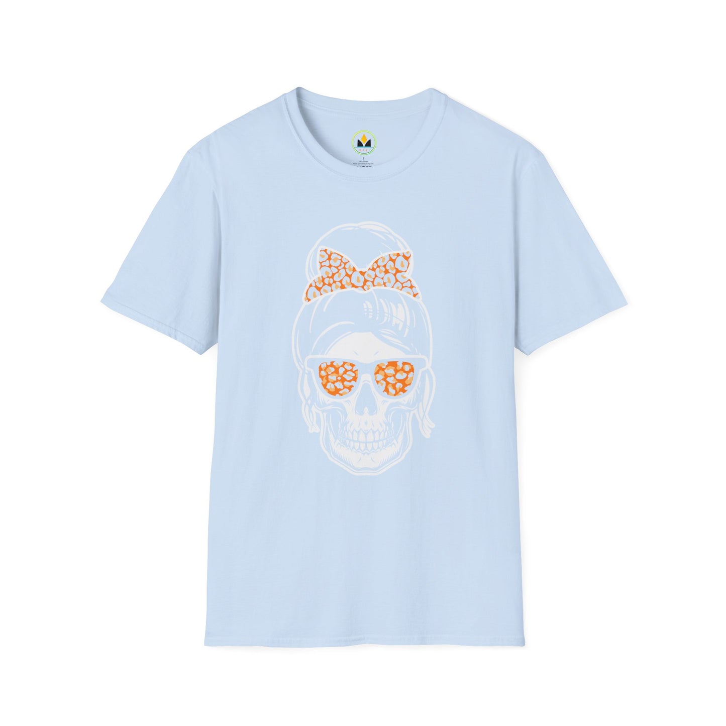 Spooky Chic Skull Tee - Leopard Print Bow & Sunglasses - Halloween Fashion Statement