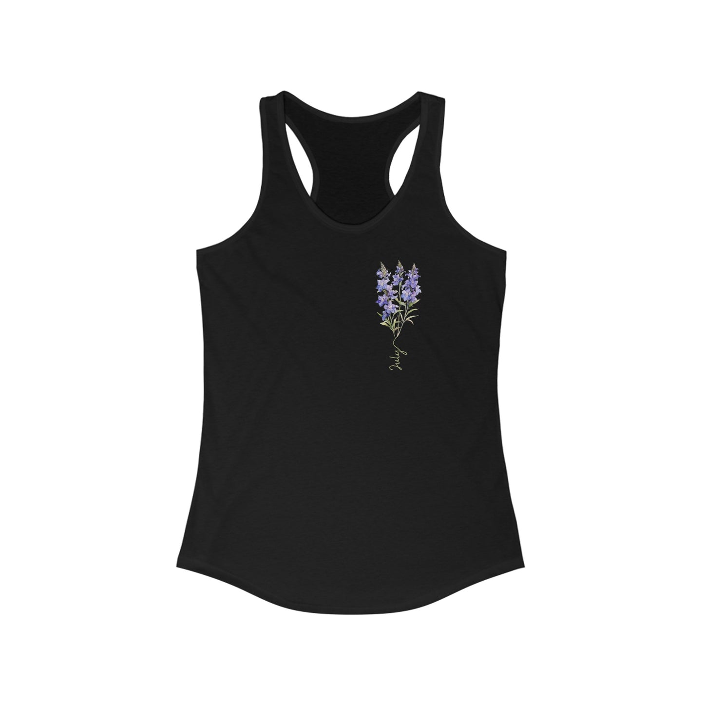Exquisite July Birth Month Flower Women’s Tank Top - Artistic Watercolor Larkspur Design
