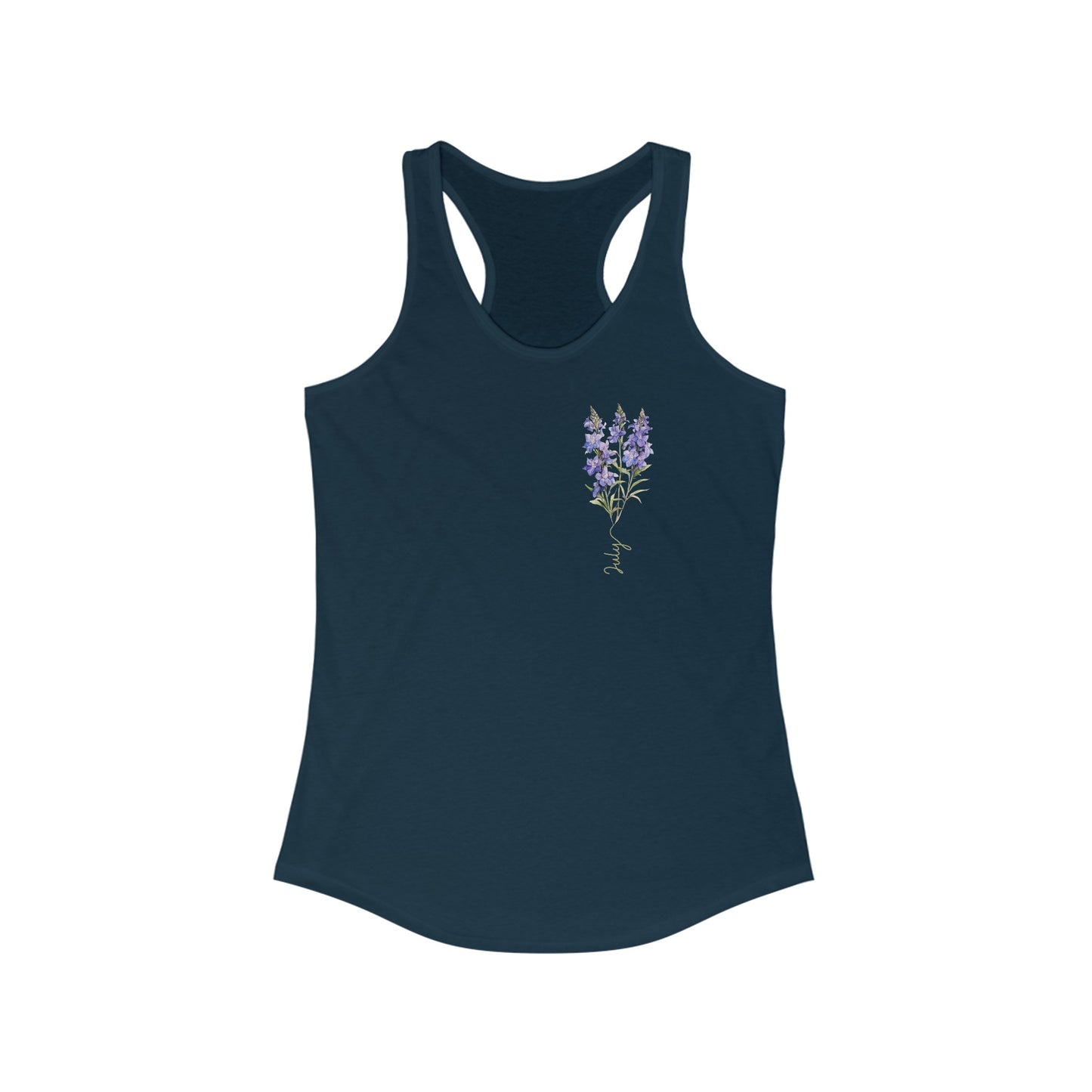 Exquisite July Birth Month Flower Women’s Tank Top - Artistic Watercolor Larkspur Design