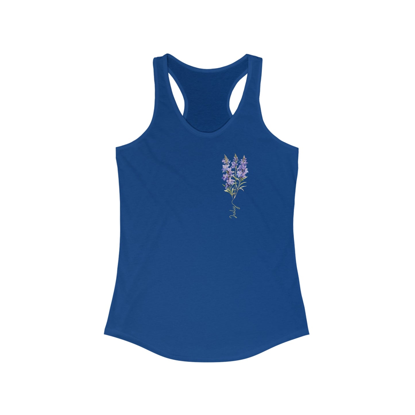 Exquisite July Birth Month Flower Women’s Tank Top - Artistic Watercolor Larkspur Design