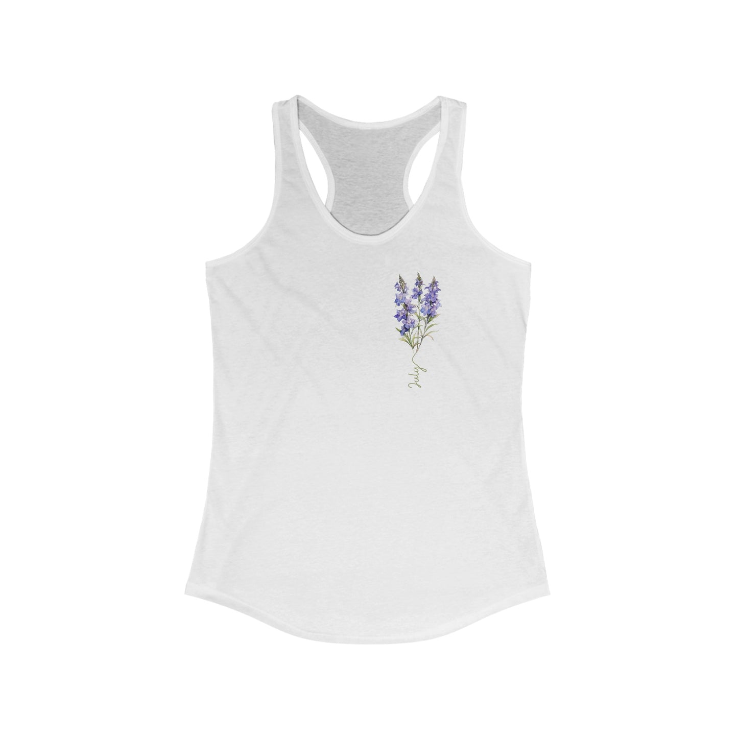 Exquisite July Birth Month Flower Women’s Tank Top - Artistic Watercolor Larkspur Design