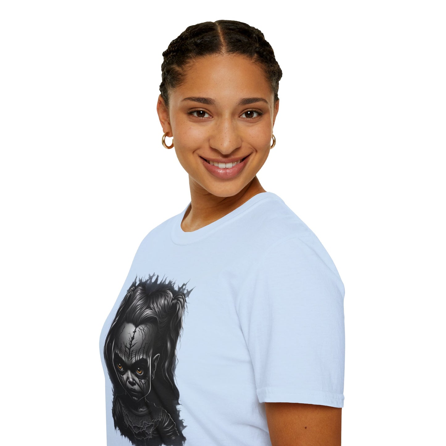 Hauntingly Adorable: Spooky Cute Little Girl Ghost Unisex Softstyle T-Shirt