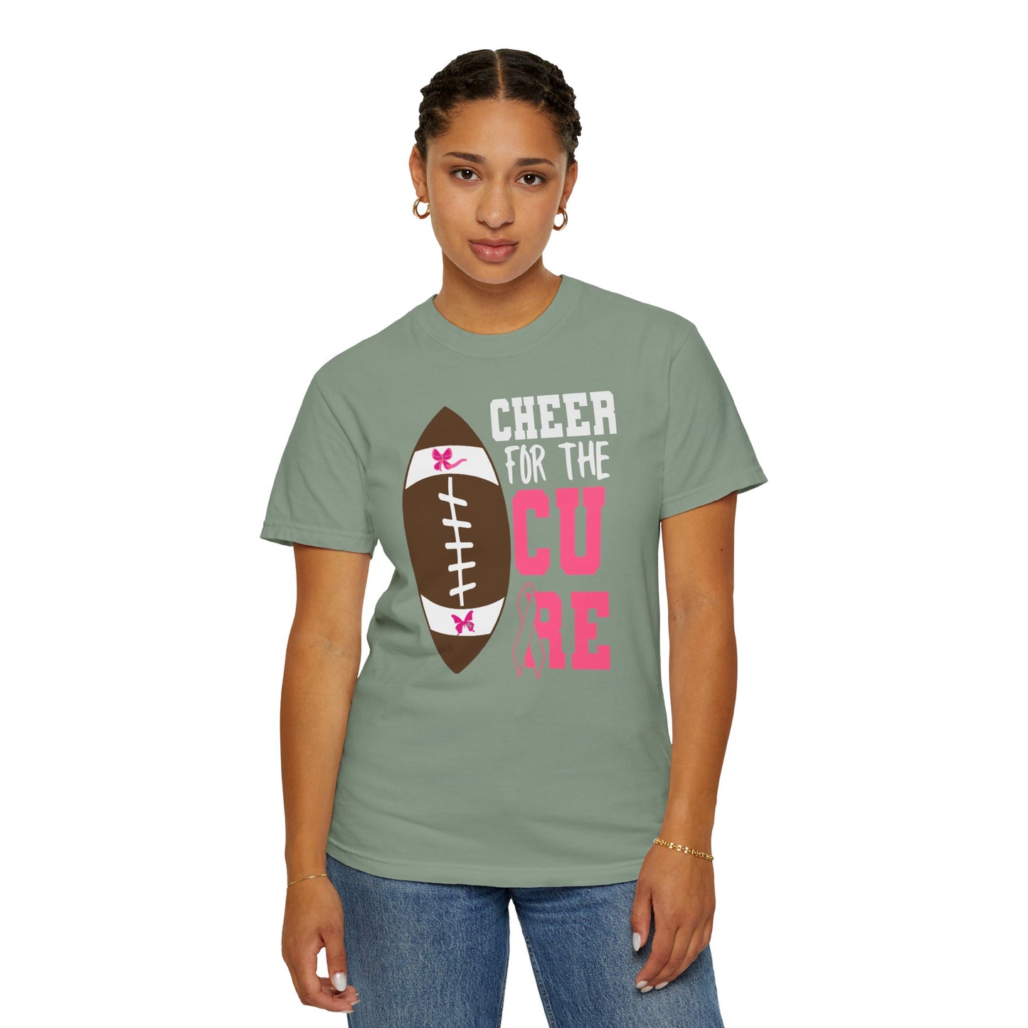 Cheer for the Cure - Breast Cancer Awareness Football T-Shirt