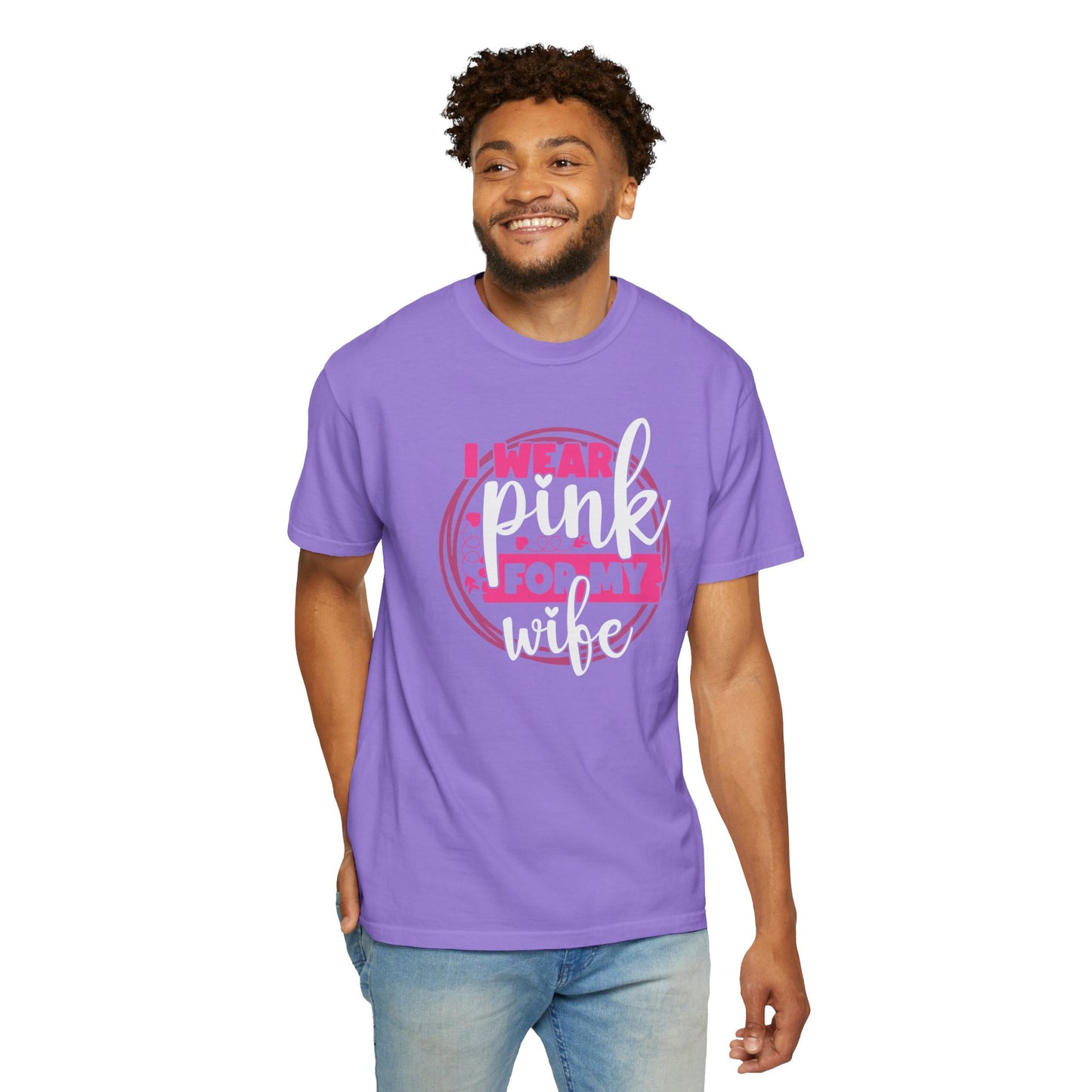I Wear Pink For My Wife - Supportive Breast Cancer Awareness T-Shirt