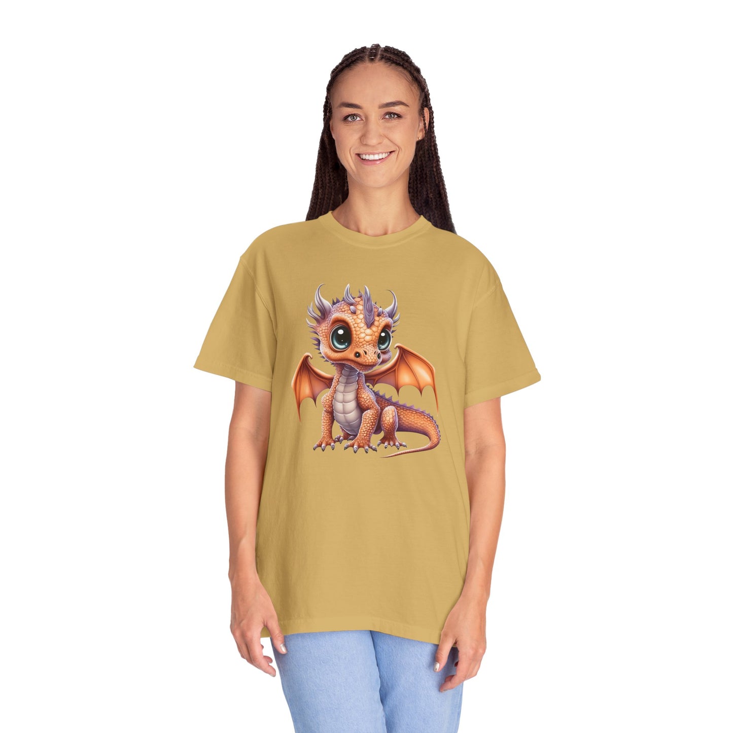 Charming Orange Dragonling T-Shirt Whimsical Fantasy Creature Tee Adorable Dragon Lover Shirt