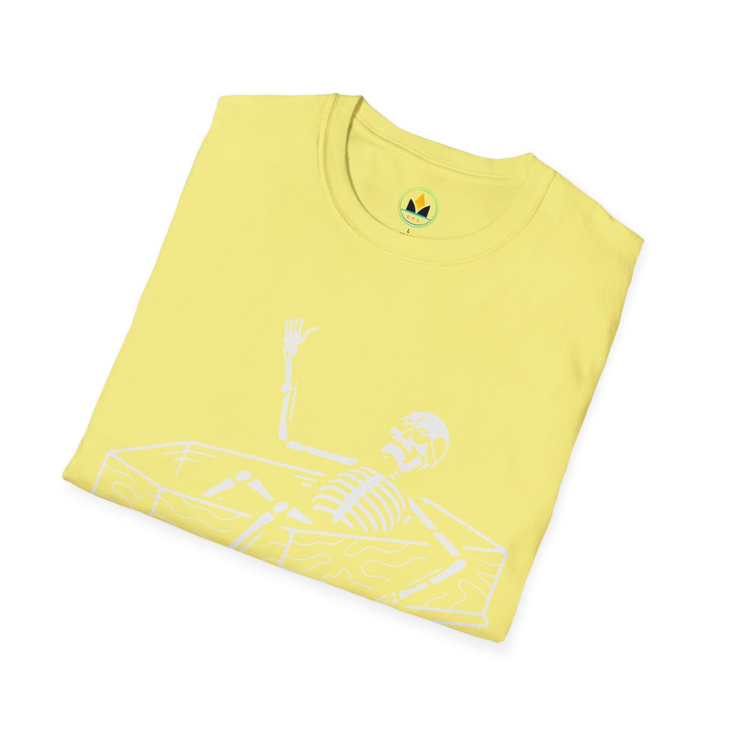 NEVER BETTER - Skeleton in Coffin Halloween Unisex Softstyle T-Shirt