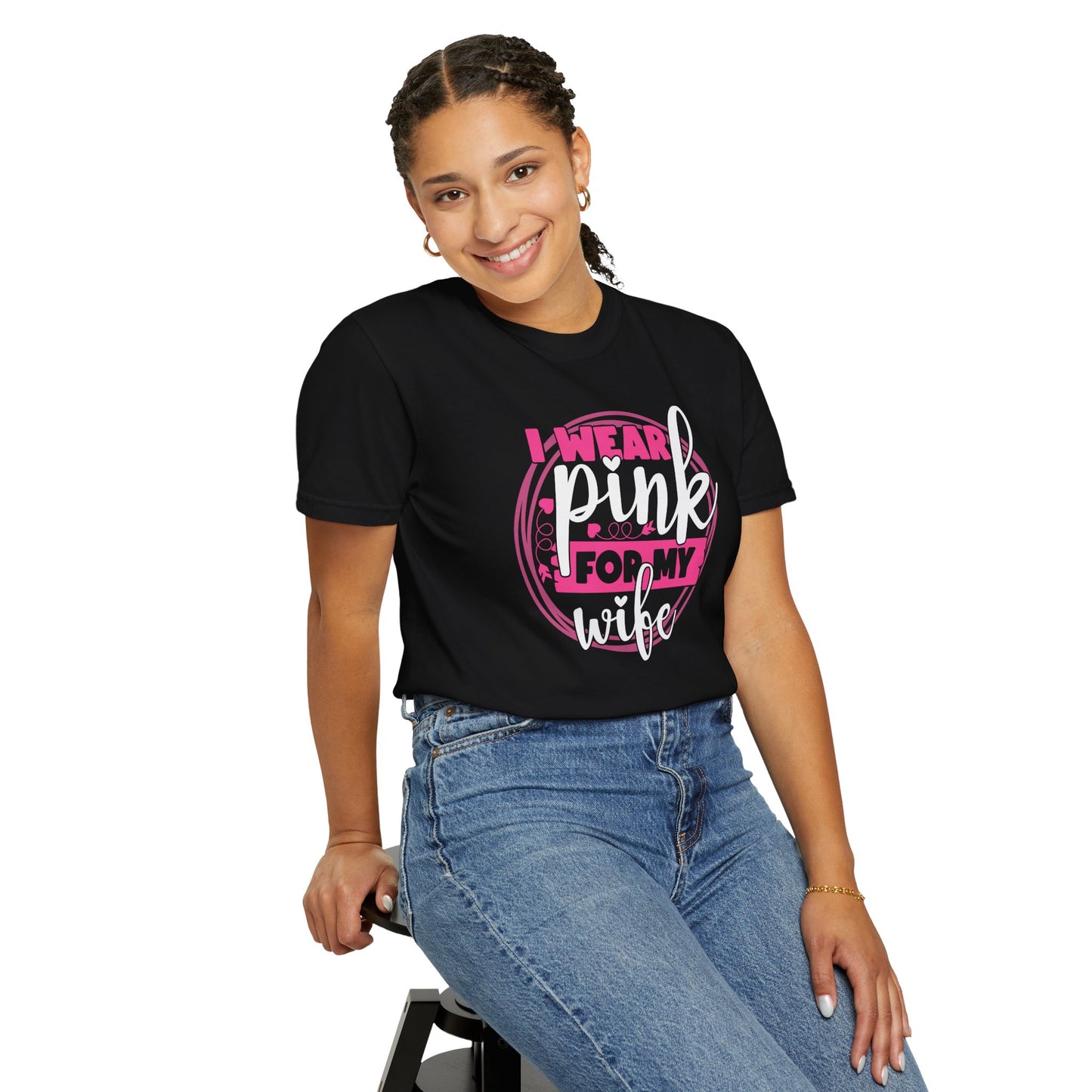 I Wear Pink For My Wife - Supportive Breast Cancer Awareness T-Shirt