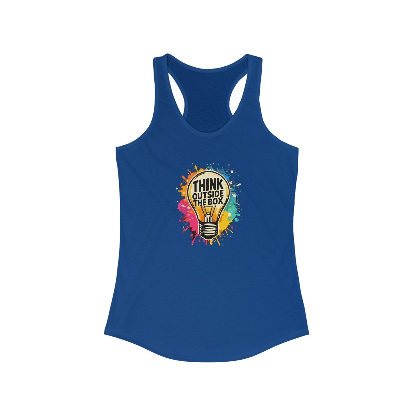 Think Outside The Box Women’s Tank Top - Inspirational Design with Colorful Paint Splashes