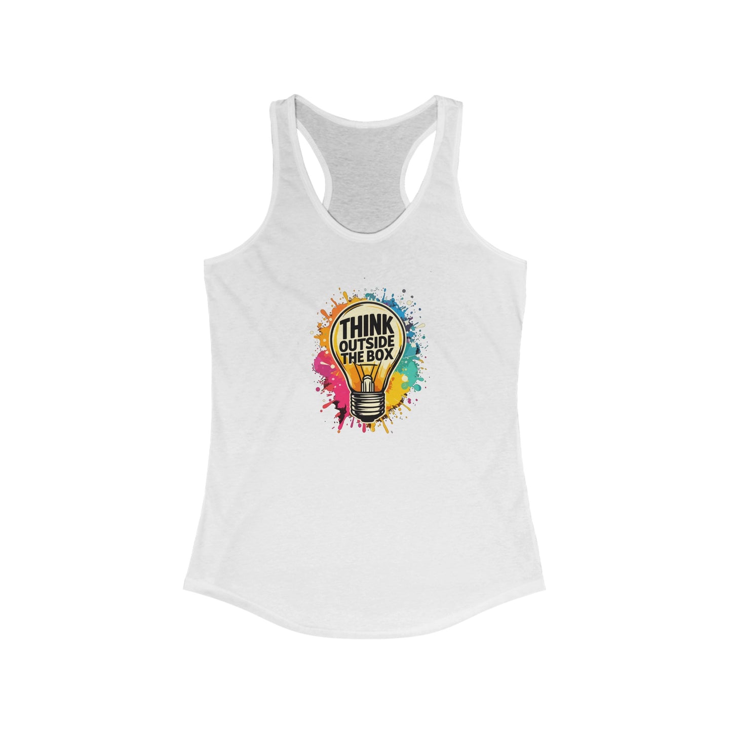 Think Outside The Box Women’s Tank Top - Inspirational Design with Colorful Paint Splashes