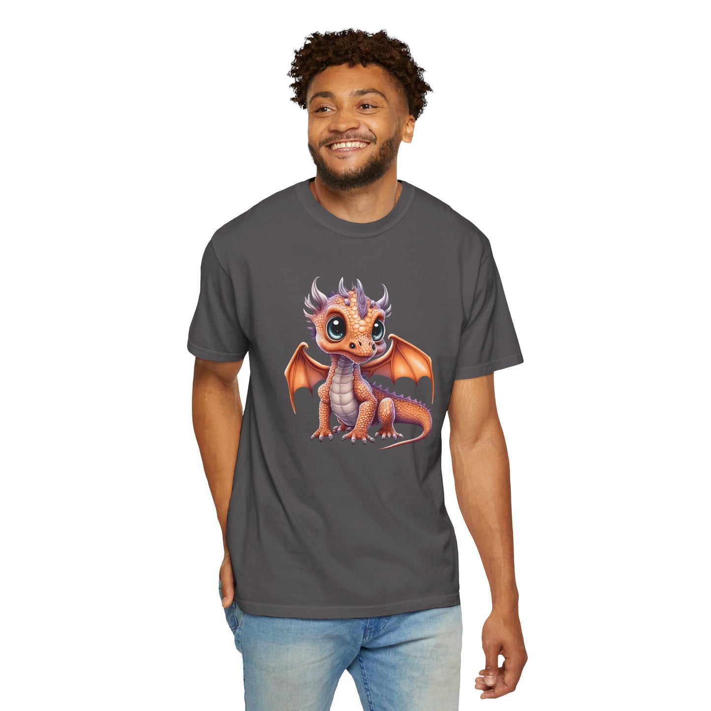 Charming Orange Dragonling T-Shirt Whimsical Fantasy Creature Tee Adorable Dragon Lover Shirt