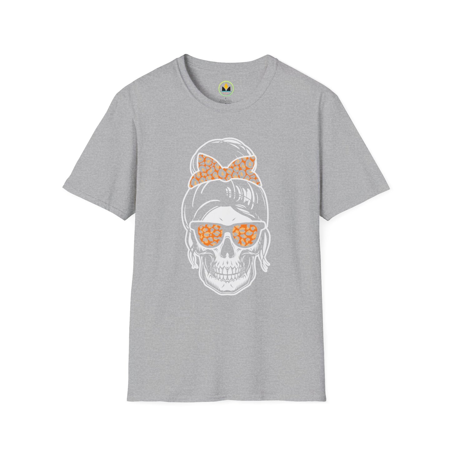 Spooky Chic Skull Tee - Leopard Print Bow & Sunglasses - Halloween Fashion Statement