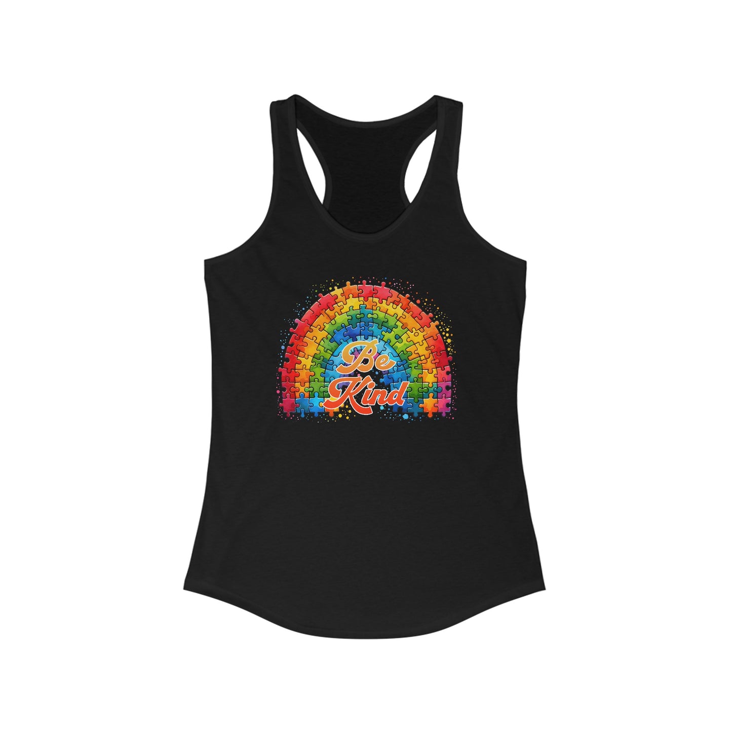 Women’s Autism Awareness Tank Top - Vibrant ‘Be Kind’ Puzzle Design