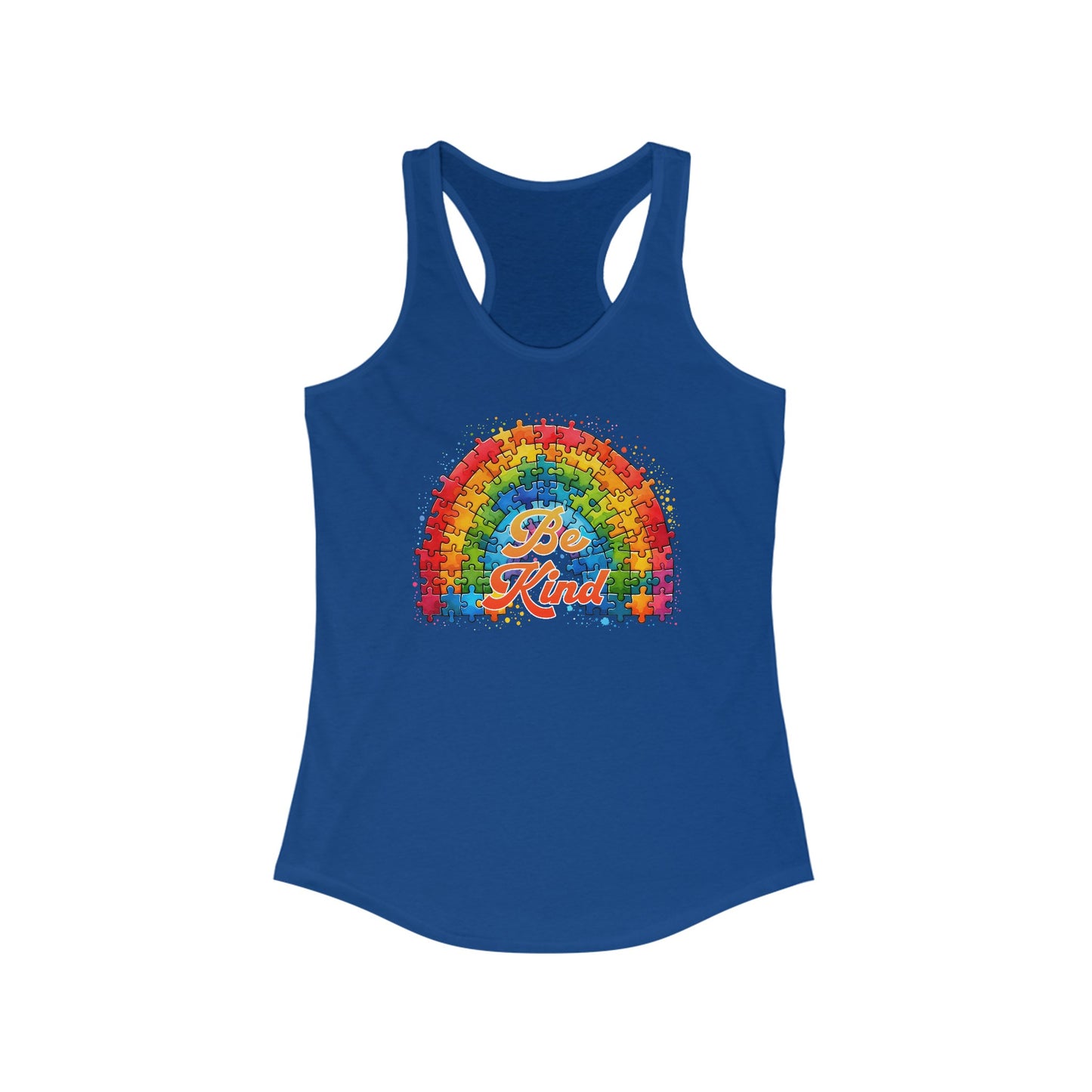 Women’s Autism Awareness Tank Top - Vibrant ‘Be Kind’ Puzzle Design