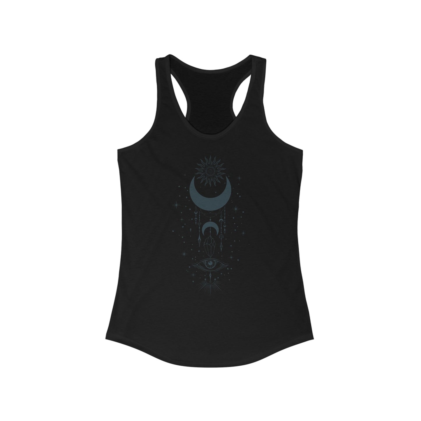 Mystical Celestial Eye Women’s Tank Top - Enchanting Sun & Moon