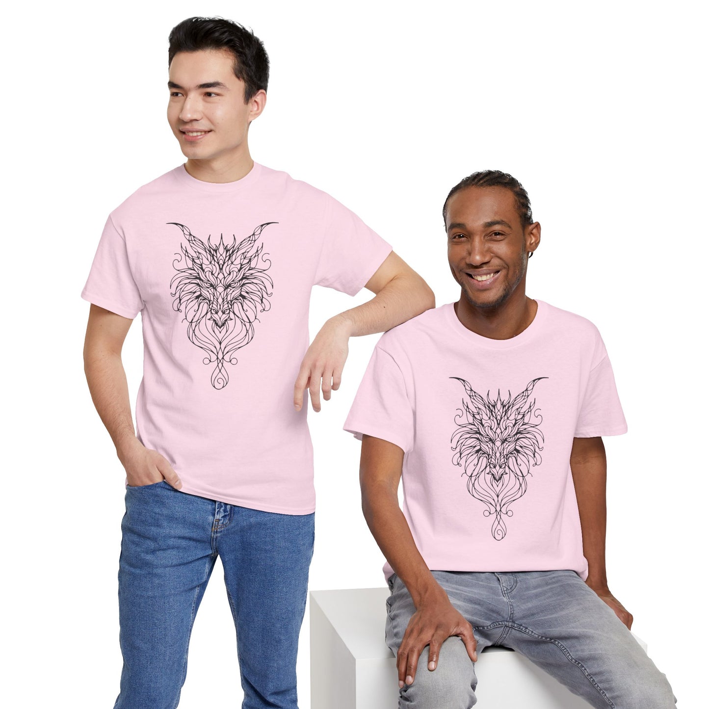 Dragon Line Art Shirt | Mythical Creature Sketch Tee | Minimalist Tattoo Style Top | Intricate Fantasy Art Gift | Unisex White T-Shirt