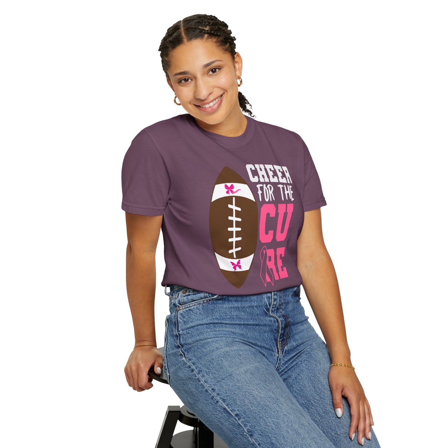 Cheer for the Cure - Breast Cancer Awareness Football T-Shirt