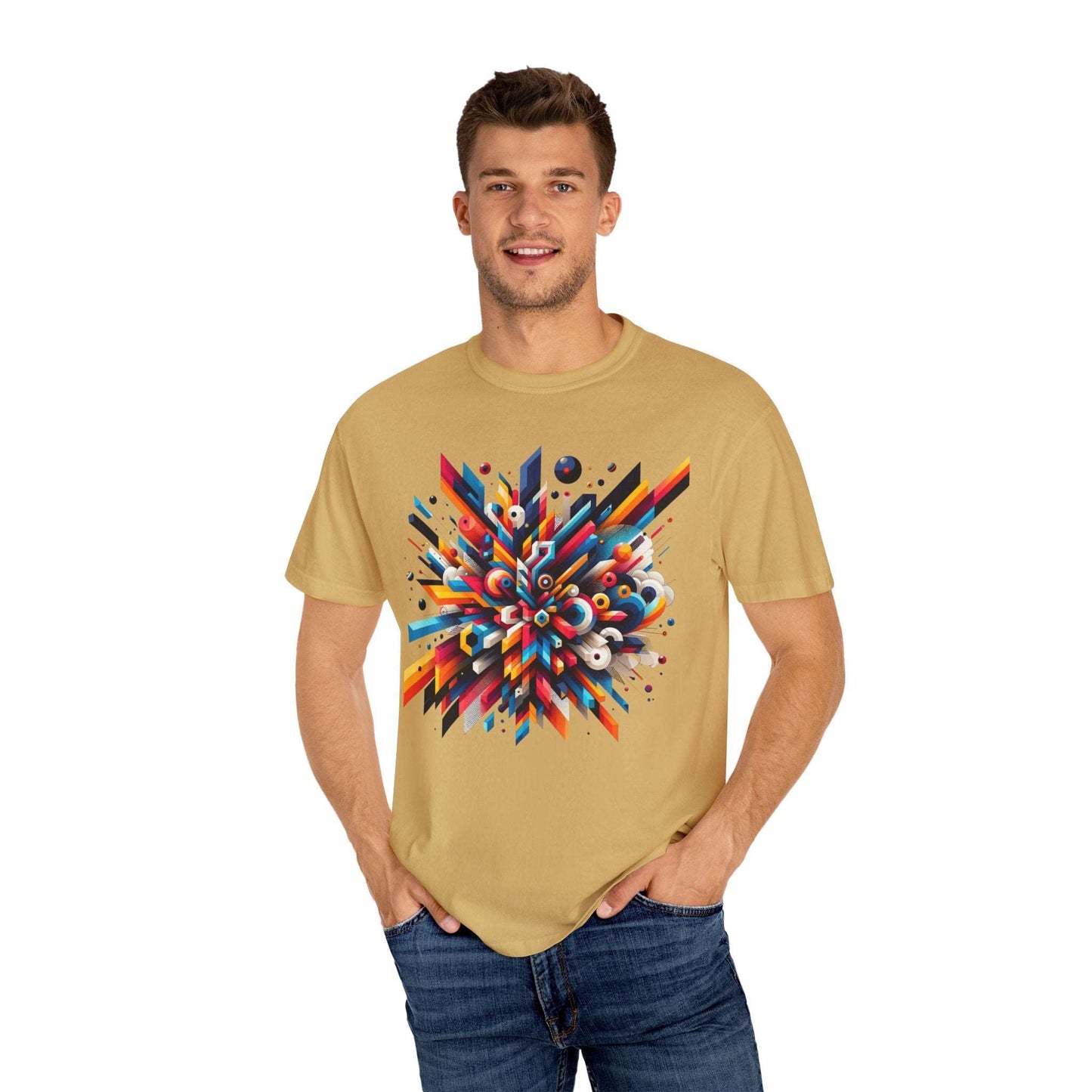Abstract Geometric Explosion T-Shirt & Hoodie - Vibrant 3D Graphic Art Apparel-min