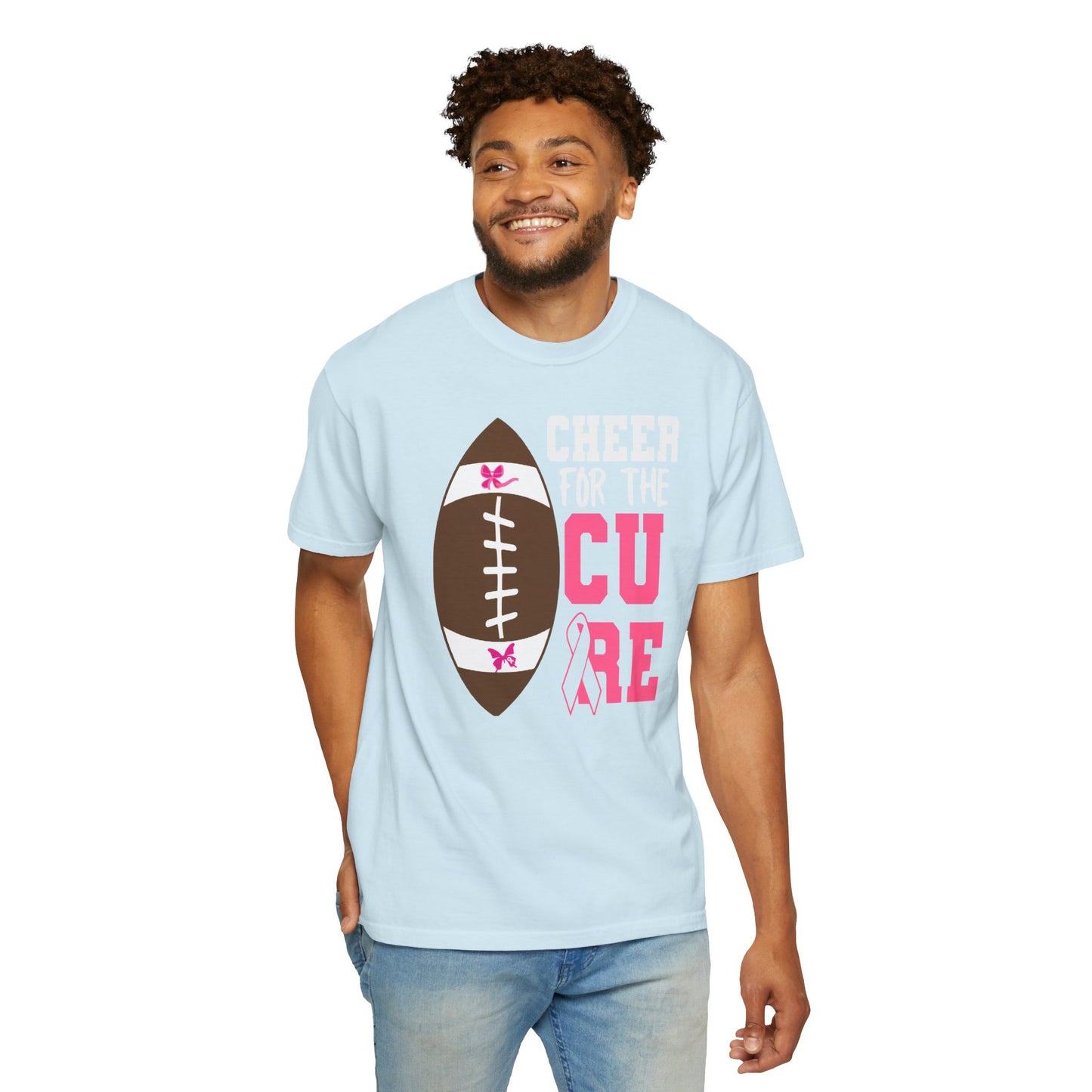 Cheer for the Cure - Breast Cancer Awareness Football T-Shirt