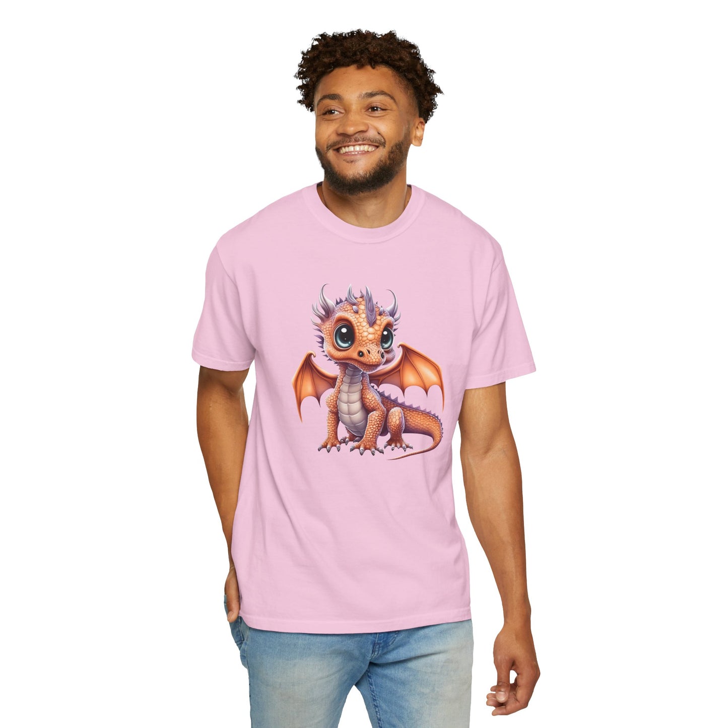 Charming Orange Dragonling T-Shirt Whimsical Fantasy Creature Tee Adorable Dragon Lover Shirt